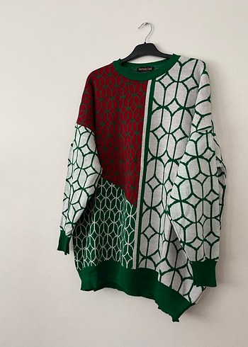 Renkli Örgü Kadın Kazak - Görsel 10