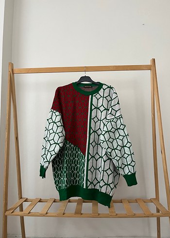 Renkli Örgü Kadın Kazak - Görsel 4