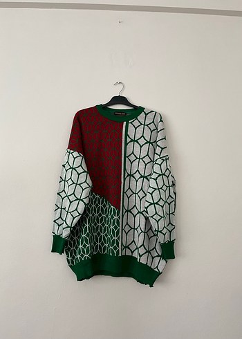 Renkli Örgü Kadın Kazak - Görsel 8