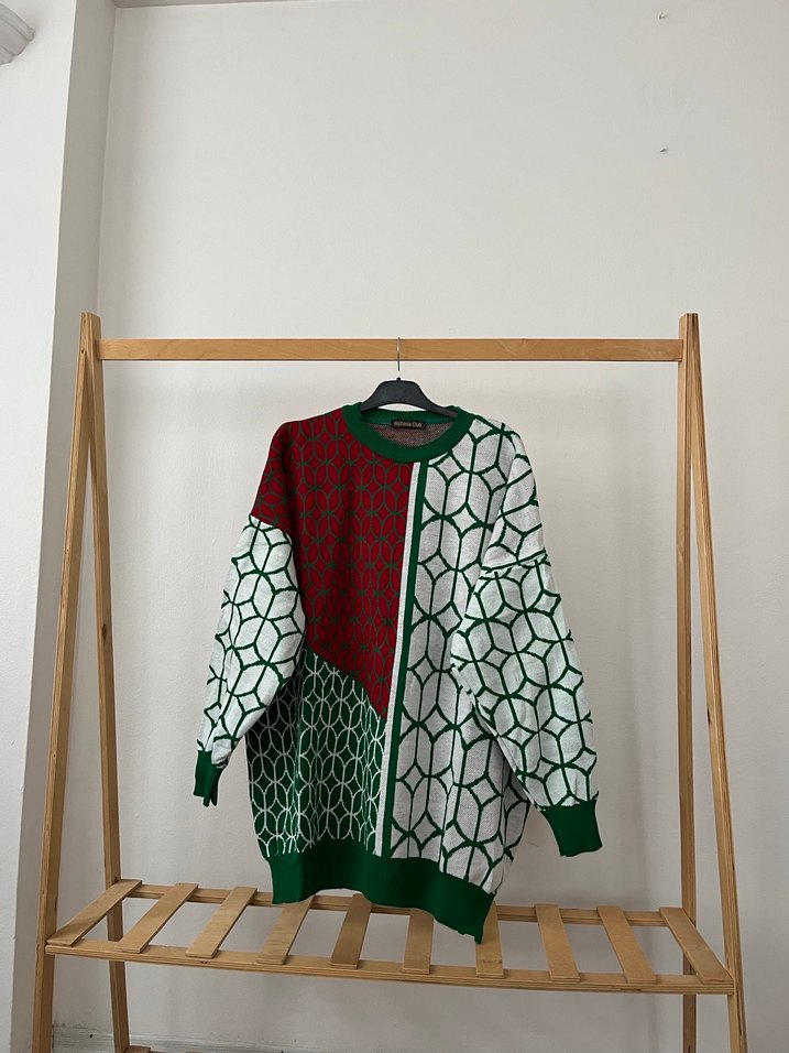 Renkli Örgü Kadın Kazak - Görsel 5