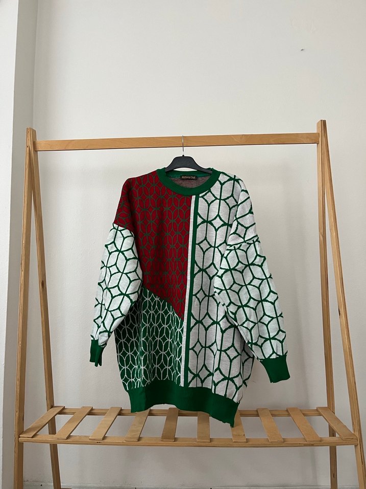 Renkli Örgü Kadın Kazak - Görsel 4