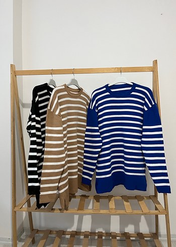 Kadın Kahverengi Çizgili Örgü Kazak - Görsel 5