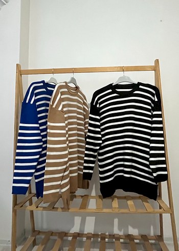 Kadın Kahverengi Çizgili Örgü Kazak - Görsel 3