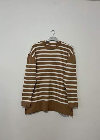 Kadın Kahverengi Çizgili Örgü Kazak - Görsel 9