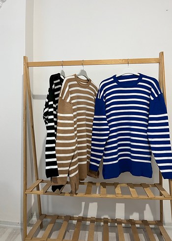 Kadın Kahverengi Çizgili Örgü Kazak - Görsel 6