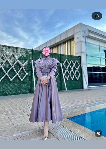 Çok Renkli Drapeli Uzun Kadın Abiye Elbise - Görsel 8