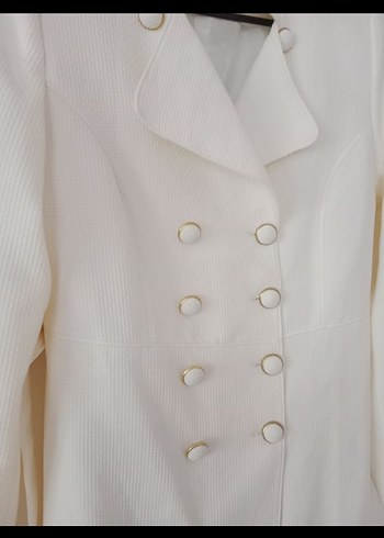 Kasis Beyaz Mini Kadın Blazer Ceket - Görsel 5