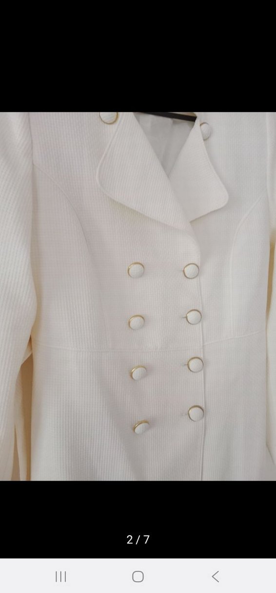 Beyaz uzun Kadın Blazer Ceket - Görsel 3