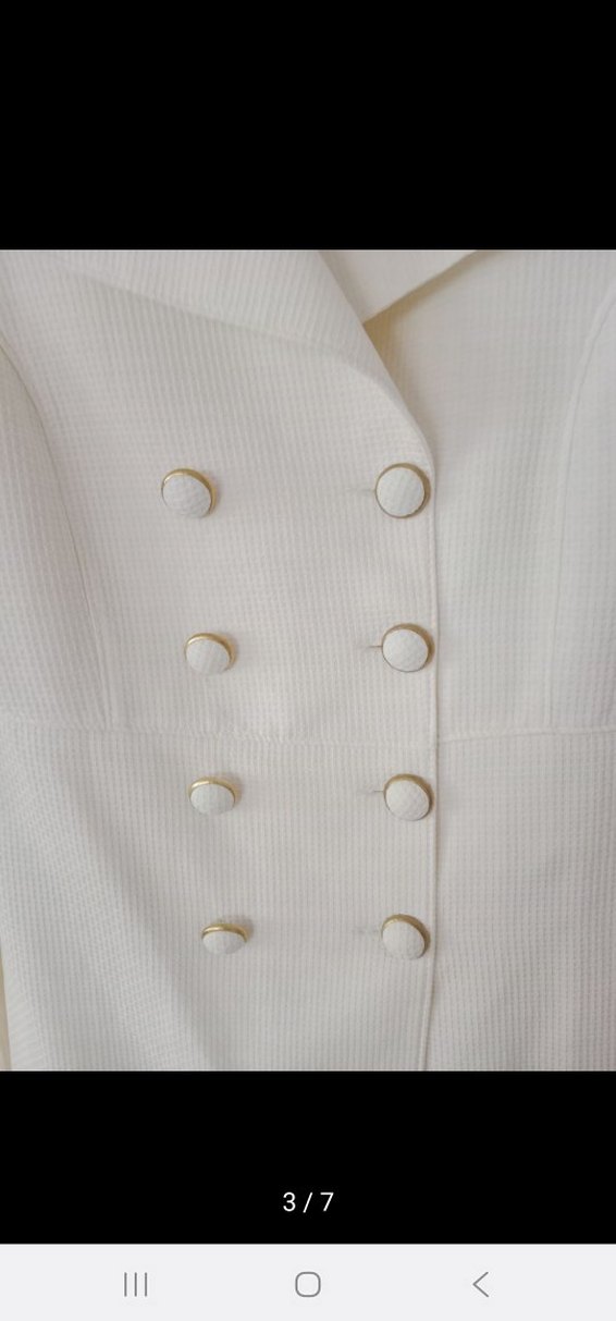 Beyaz uzun Kadın Blazer Ceket - Görsel 4