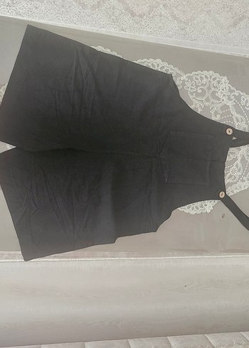 Siyah Keten Midi Kadın Tulum - Görsel 5