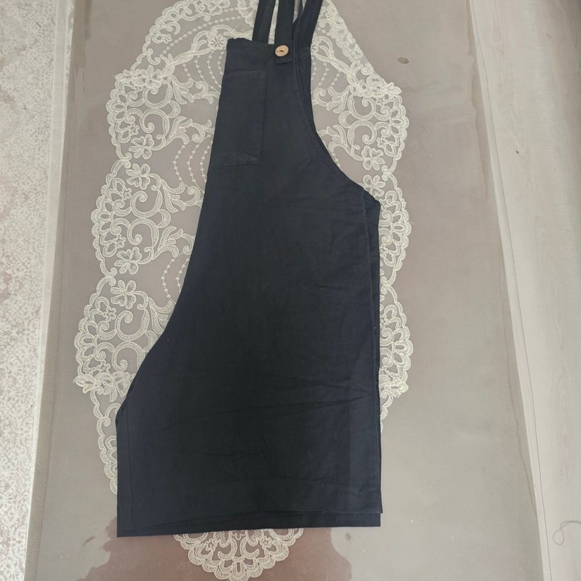 Siyah Keten Midi Kadın Tulum - Görsel 2