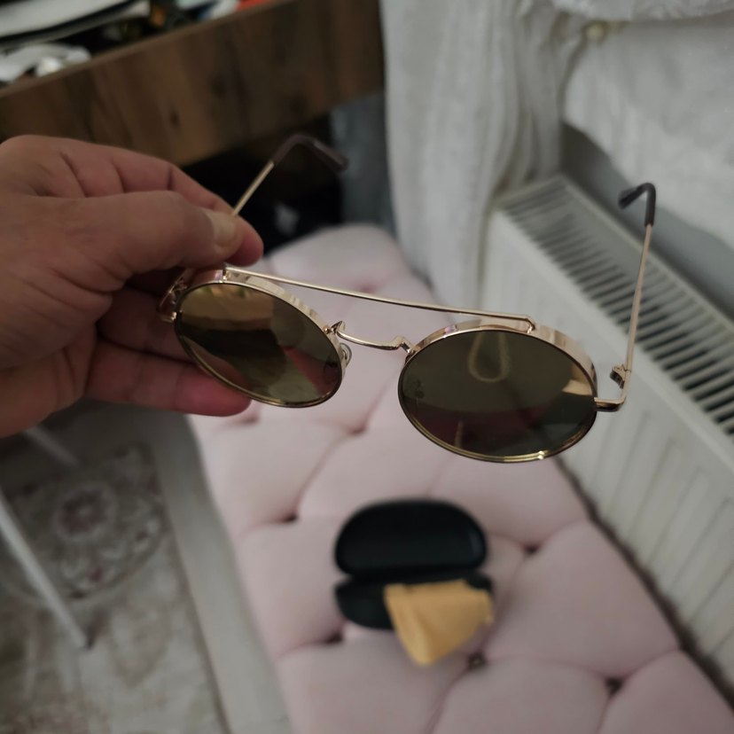 Bej Parlak Tokalı Vintage Kadın Gözlüğü - Görsel 4