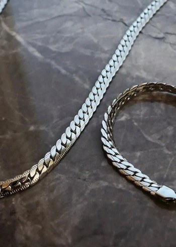 Gri  Erkek Kolye ve Bileklik Seti - Görsel 2