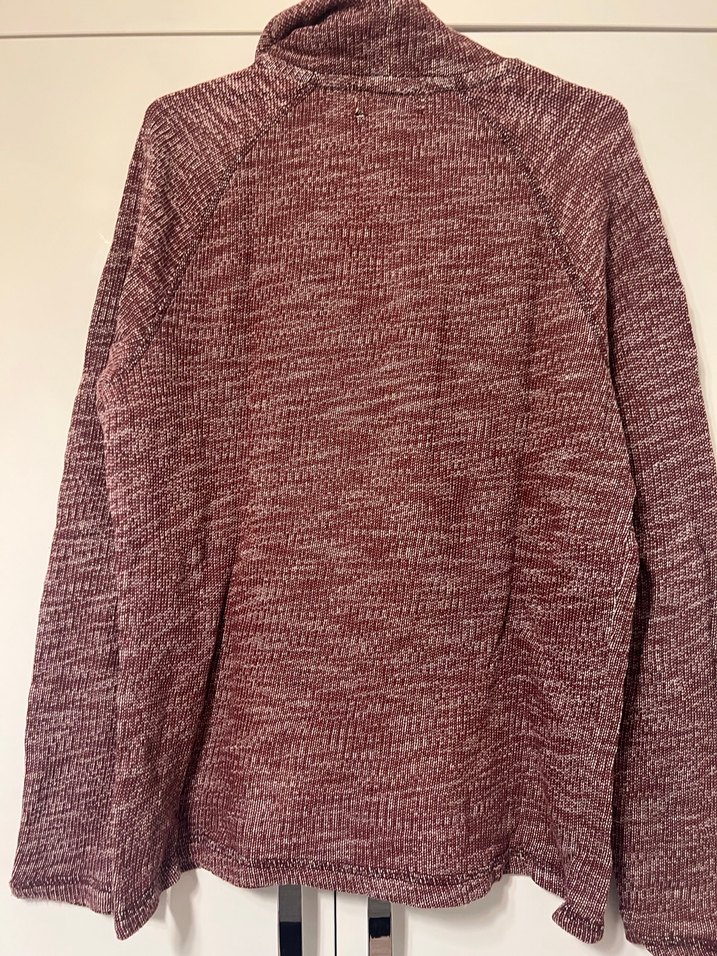 Bordo Yüksek Yakalı Örgü Kadın Kazak - Görsel 2