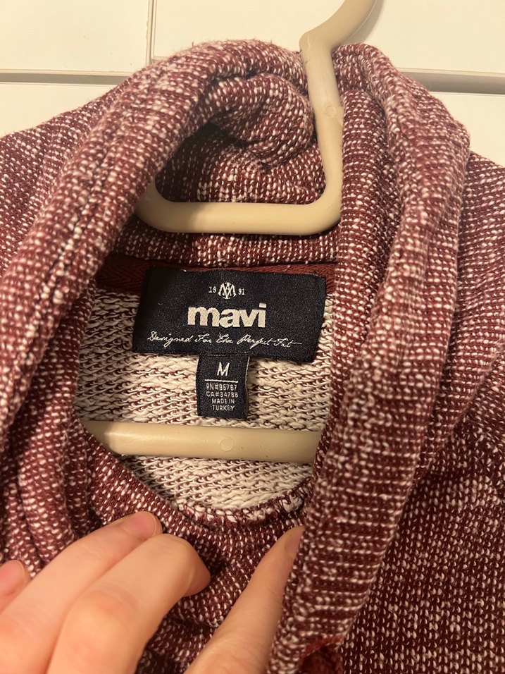 Bordo Yüksek Yakalı Örgü Kadın Kazak - Görsel 3