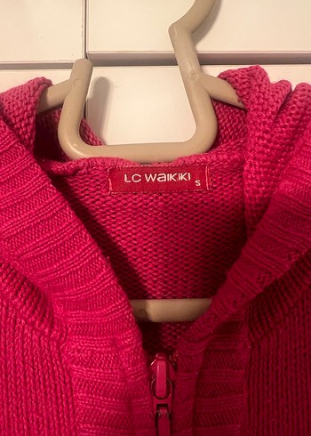 Pembe Kapüşonlu Örgü Kadın Yelek - Görsel 3