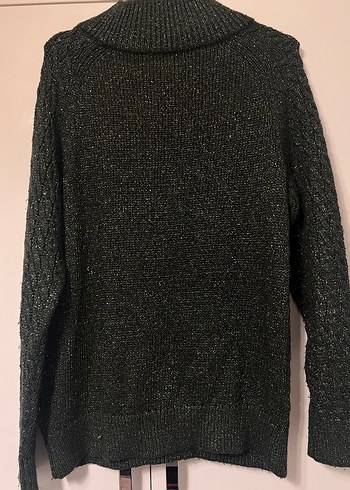 Kadın yeşil simli Triko Boğazlı Kazak - Görsel 4