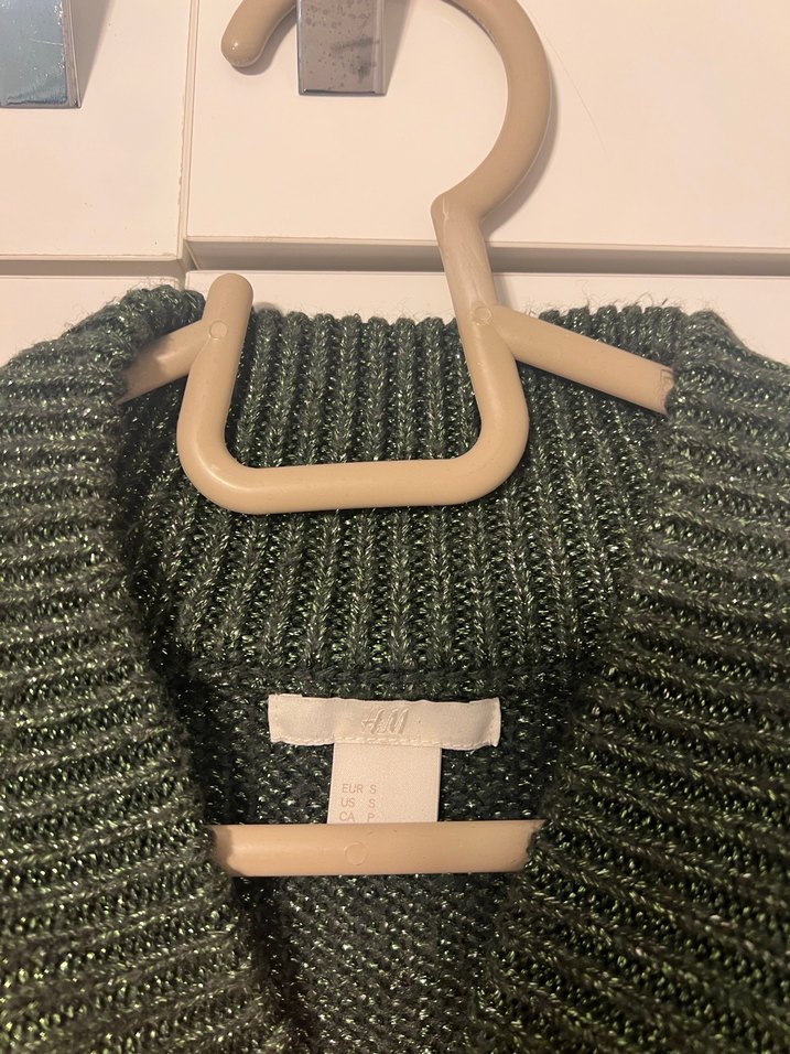 Kadın yeşil simli Triko Boğazlı Kazak - Görsel 3