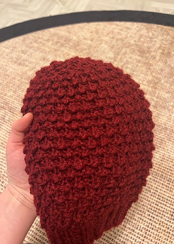 Kadın Bordo Örgü Bere ve bandana - Görsel 3