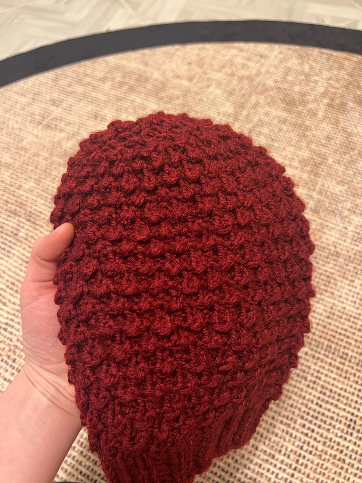 Kadın Bordo Örgü Bere ve bandana - Görsel 3