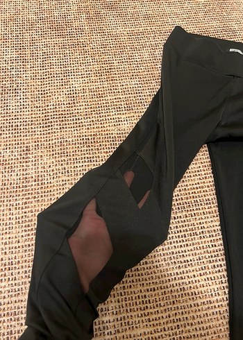 Siyah Bilek Boyu tül detaylı Kadın Tayt - Görsel 2