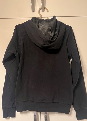 Siyah Fermuarlı Kapüşonlu Kadın hırka - Görsel 5