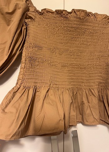 Bej Keten Mini karpuz kollu Bluz - Görsel 2