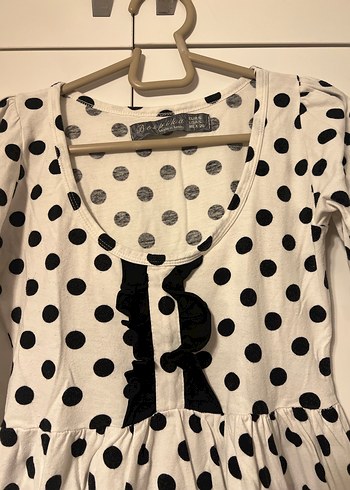 Puantiye Desenli kısa fakir Kollu gecelik - Görsel 3