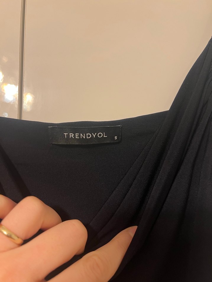 Lacivert Askılı Uzun Drapeli Kadın Elbise - Görsel 4