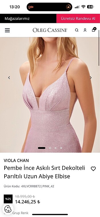 36 Beden pembe Renk Oleg Cassini Elbise