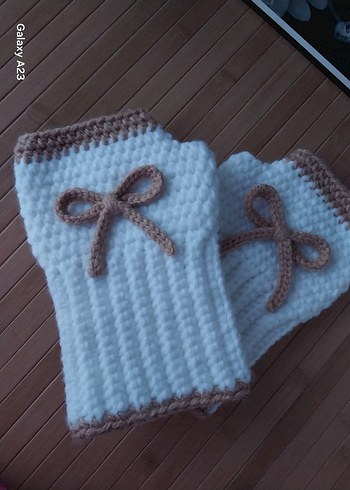 Bej Örgü Kadın Eldiveni - Görsel 3