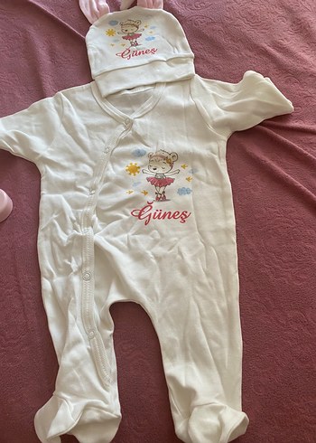 Civil Baskılı Beyaz Örgü Bebek Kız Tulum