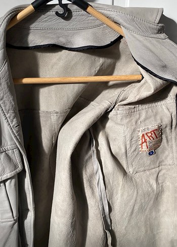 Düğmeli Gri Deri Kadın Ceket - Görsel 7