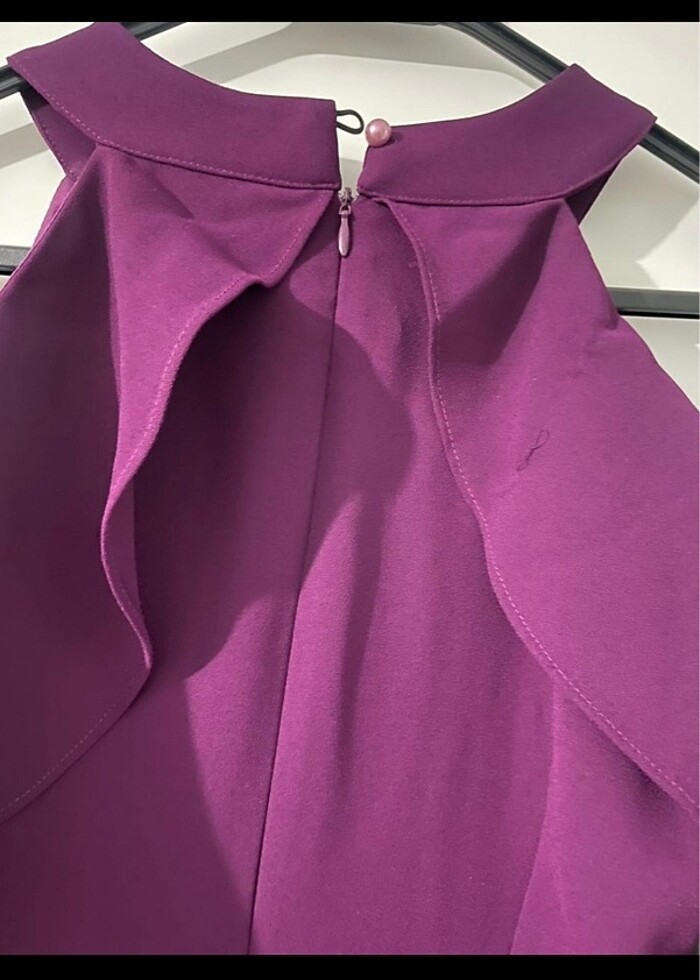 Mürdüm Kısa Elbise - Görsel 4