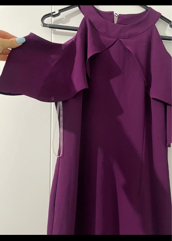 Mürdüm Kısa Elbise - Görsel 2