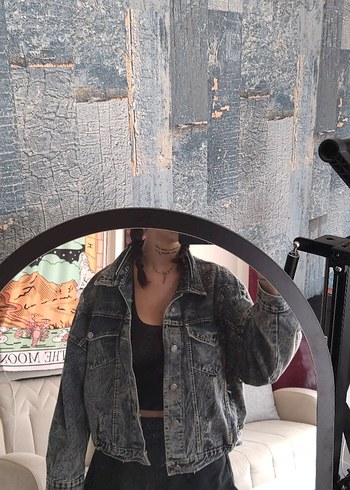 m Beden gri Renk Vintage Owersize Denim Ceket