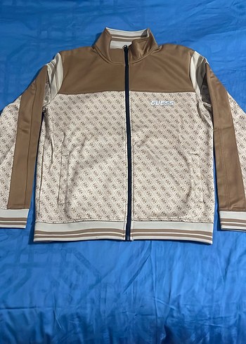 Guess Bej Kahverengi Monogramli Fermuarli Esofman Takimi