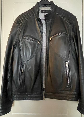 Siyah Deri Biker Ceket