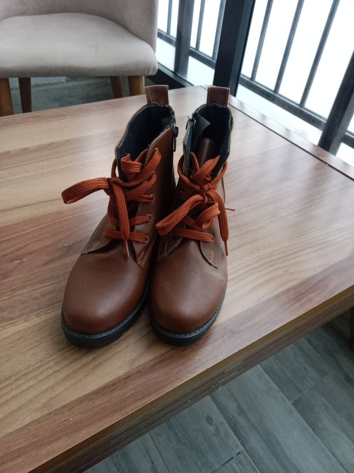 Kahverengi Deri Kadın Bot, Tokalı, Topuklu - Görsel 3