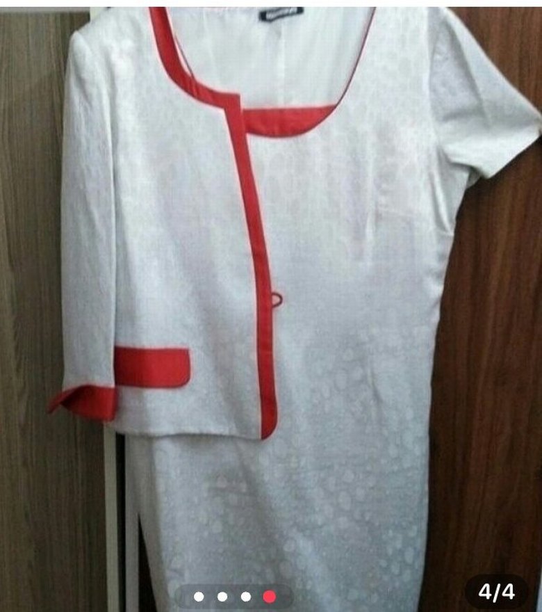 kırık beyaz ve Kırmızı  detaylı ikili takım - Görsel 3