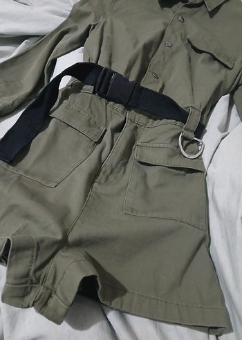 Haki Kadın Kısa Tulum - Görsel 2