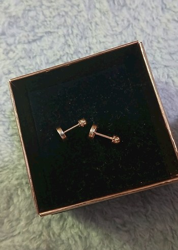 Altın Renk Mini Düğme Küpe - Görsel 2