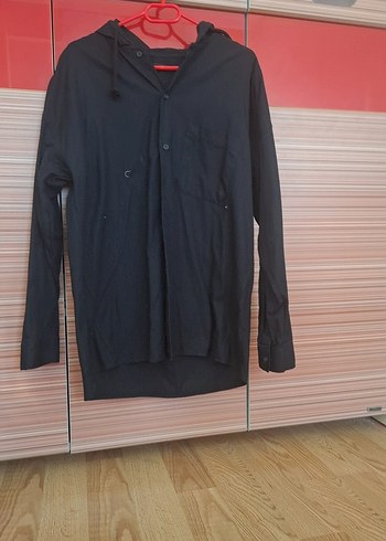 LC Waikiki Düğmeli Kapüşonlu Siyah Erkek Gömlek