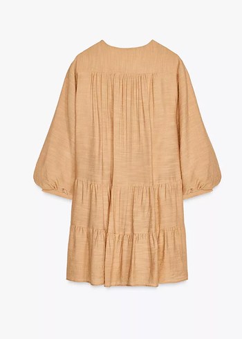 Zara Zara Göğüs İşlemeli Mini Elbise