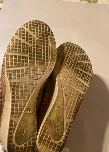 Bej Deri Dolgu Topuklu Kadın Babet - Görsel 4