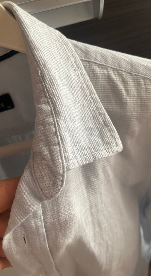 Düğmeli açık mavi pamuklu Erkek Gömlek slim fit - Görsel 3