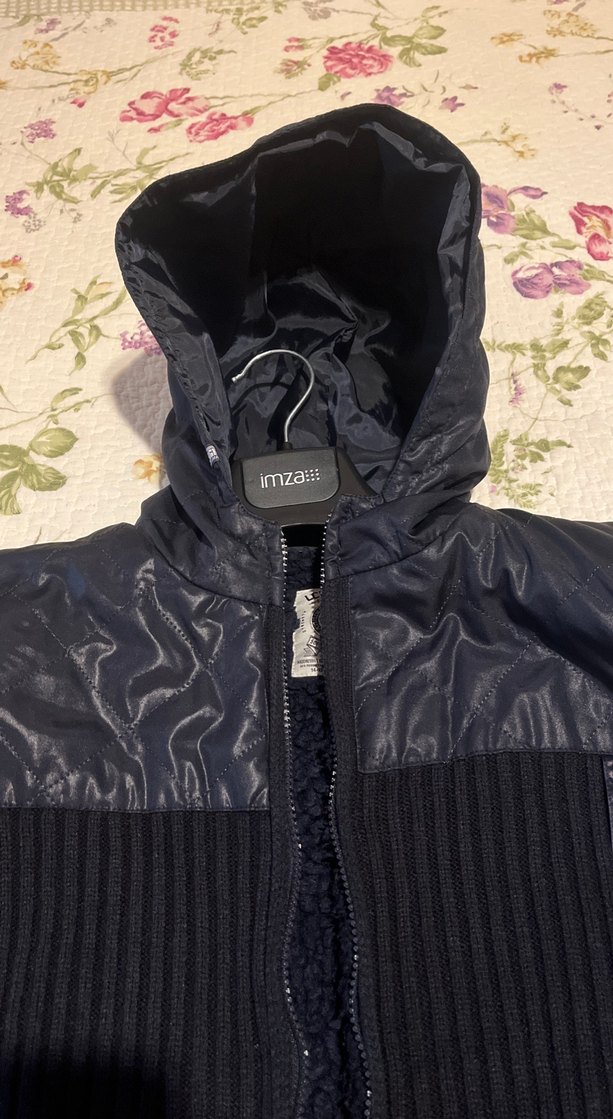 Kapüşonlu Siyah Fermuarlı erkek Ceket - Görsel 4