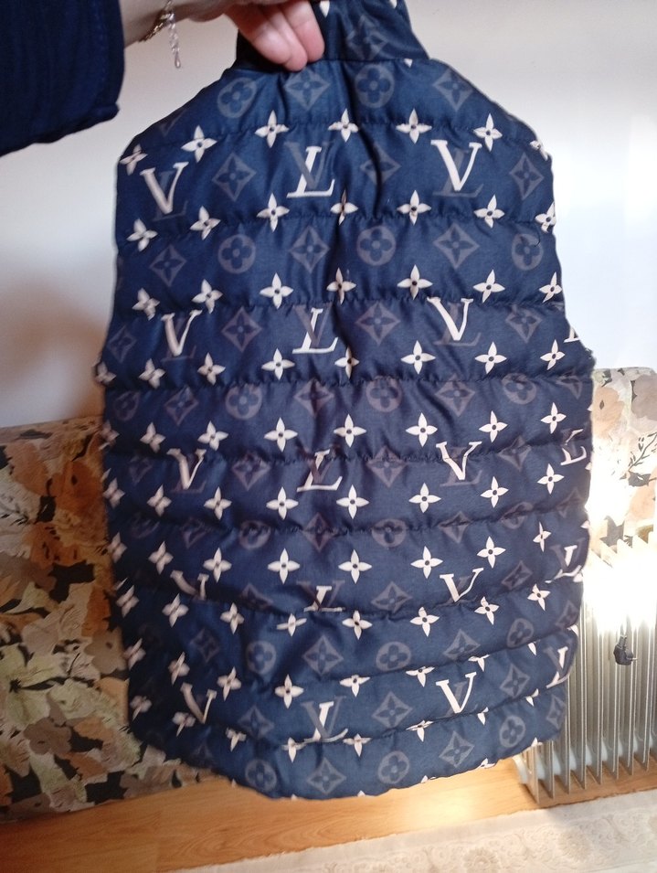 Mavi Parlak Desenli Kapüşonsuz Şişme Yelek - Görsel 2