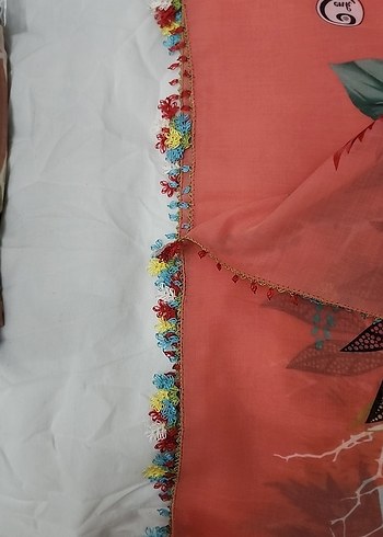 renkli iğne oyası tülbent - Görsel 3