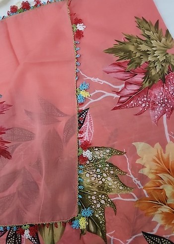 renkli iğne oyası tülbent - Görsel 2